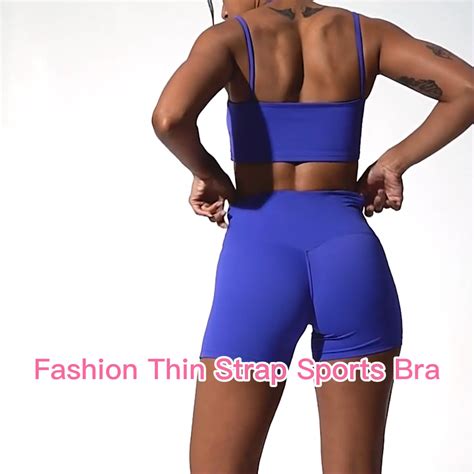 New Style Sexy Thin Straps Sports Bra Butt Lift Shorts Leggings Two