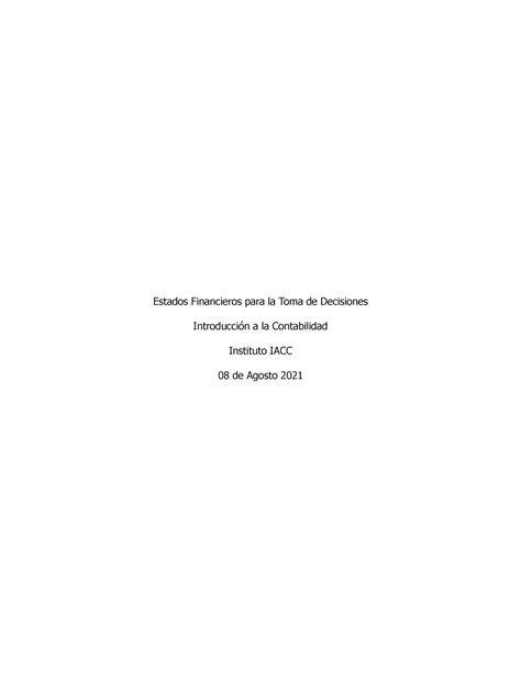 Tarea Semana 5 Introd Contabilidad Estados Financieros Para La Toma