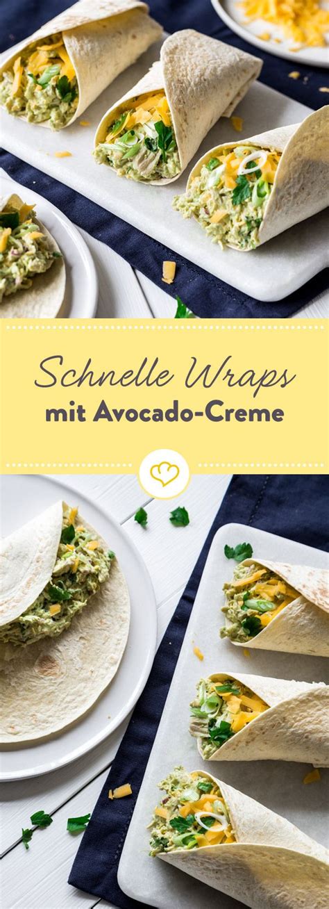 Schnelle Wraps mit Hähnchen Avocado Creme Rezept Wraps mit hähnchen