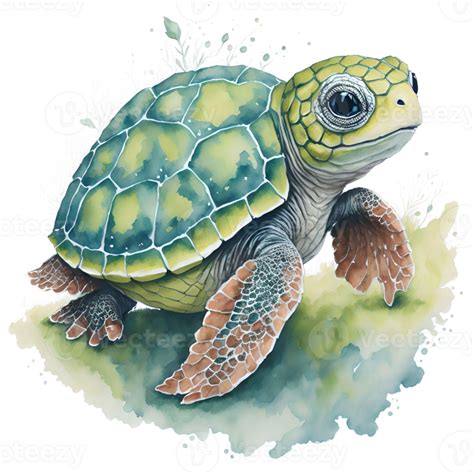 Aquarelle Illustration Bébé Tortue Png Conception Générateur Ai