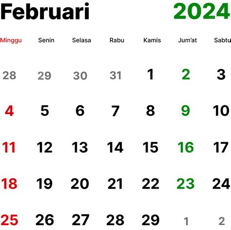 日曆 2024 年 2 月 向量 2024年日历 2024年二月曆 印尼历向量圖案素材免費下載，png，eps和ai素材下載 Pngtree