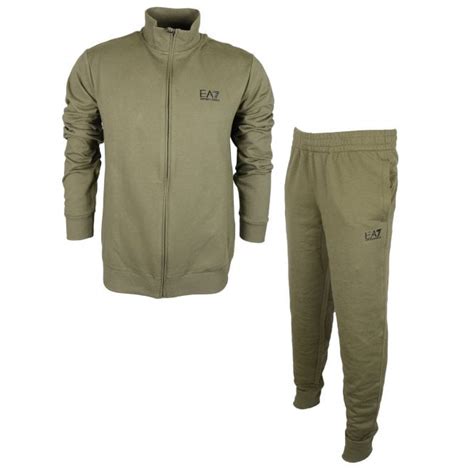 Emporio Armani Ea7 Funnel Neck Zip Khaki Cotton Tracksuit Clothing From N22 Menswear Uk