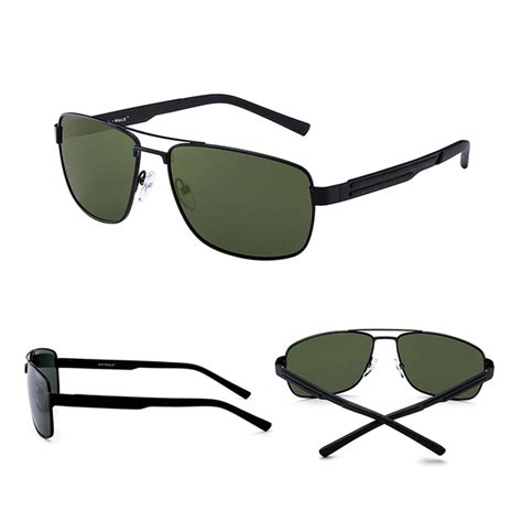 Jim Halo Polarized Driving Sunglasses Metal Frame Square Lens Sun