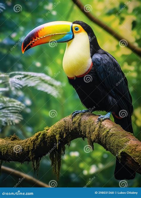 Toucan Sitting On A Branch In The Rainforest Generative Ai Stock