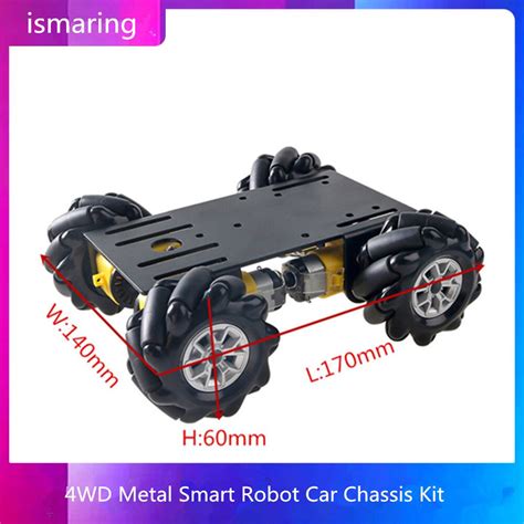 4WD Metal Smart Robot Car Chassis Kit 60mm Mecanum Omnidirectional