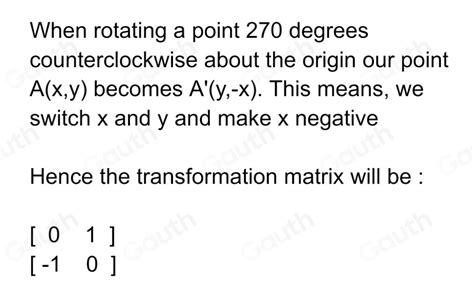 Solved: Which transformation matrix would result in a 270 ...