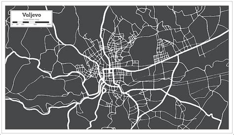 Valjevo Serbien Stadtplan In Schwarz Und Wei Im Retro Stil Premium