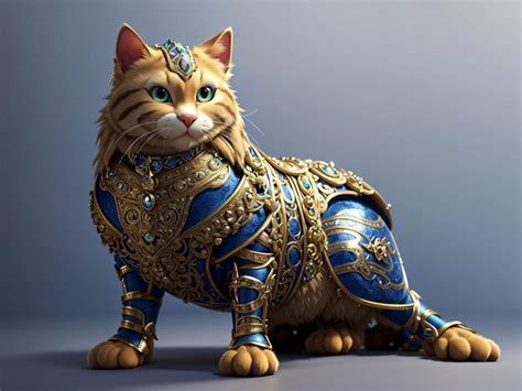 Un Lindo Gato Con Adornos De Oro Como La Realeza Foto Premium