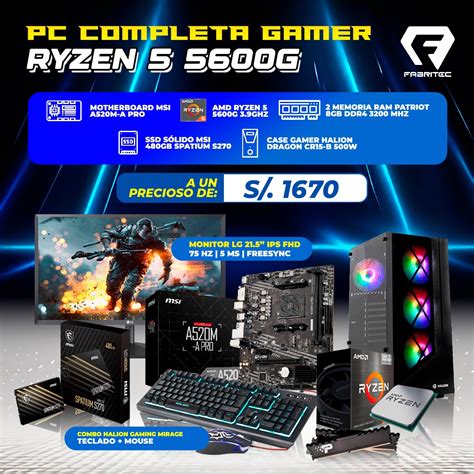 Pc Completa Gamer Ryzen G Corporacion Fabritec