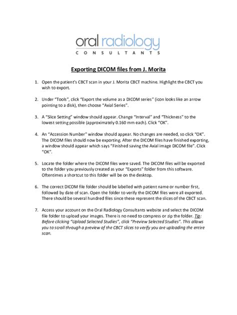 Fillable Online Instructions On How To Export A Cbct Scan From I Dixel