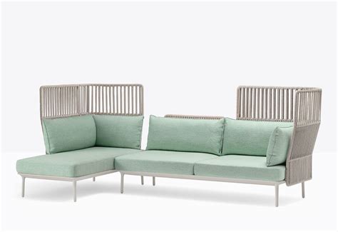 Reva Cocoon Modular Fabric Garden Sofa With Chaise Longue By Pedrali