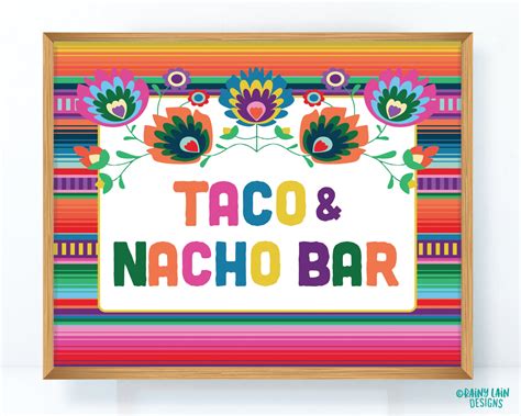 Taco and Nacho Bar Sign Taco Bar Nacho Bar Printable Fiesta | Etsy