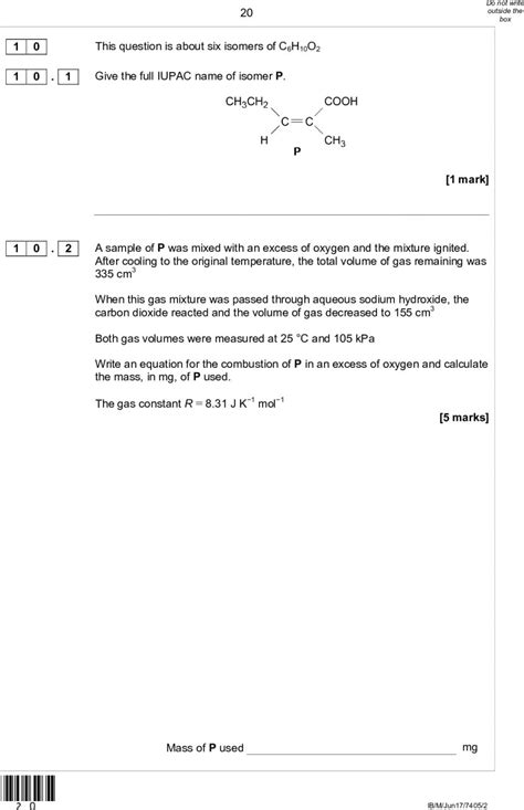 June 2017 QP Paper 2 AQA Chemistry A Level 10 0