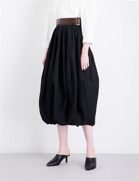 Jw Anderson Balloon Cotton Twill Midi Skirt In Black Lyst