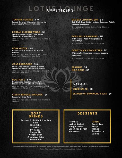 Lotus Menu Lotus Lounge