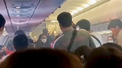 Terrifying Moment Power Bank Explodes On Plane Sending Flames And