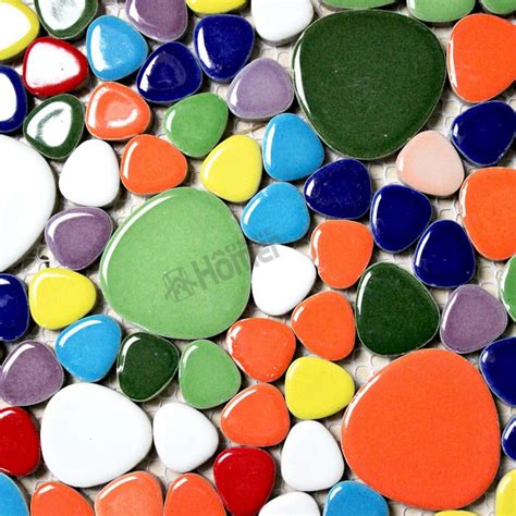 shipping free!! 12x12" rainbow colorful pebble ceramic mosaic tiles ...