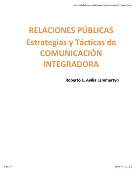 Relaciones Públicas Estrategias Y Tácticas De Comunicación Pdf