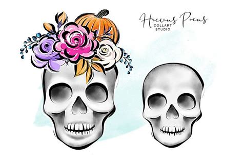 Sugar Skull Floral Skull Halloween Graphic By Collartstudio