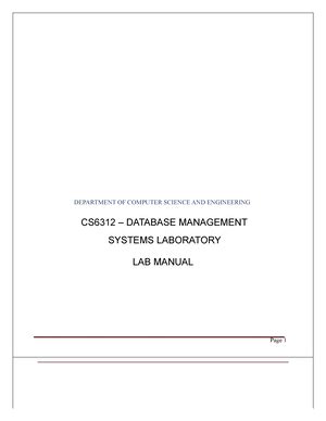 DBMS LAB Manual 2023 DATABASE MANAGEMENT SYSTEMS LAB MANUAL Year