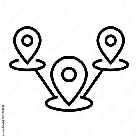 Multiple Locations Icon Several Map Pins Illustration Route Symbol