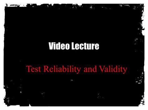 Reliability And Validity Youtube