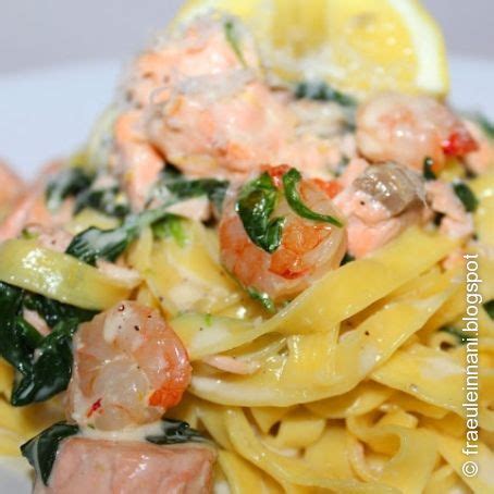 Tagliatelle Mit Lachs Garnelen Und Spinat 3 5