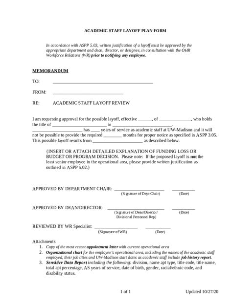 University Staff Partial Layoff Letter Template Doc Template