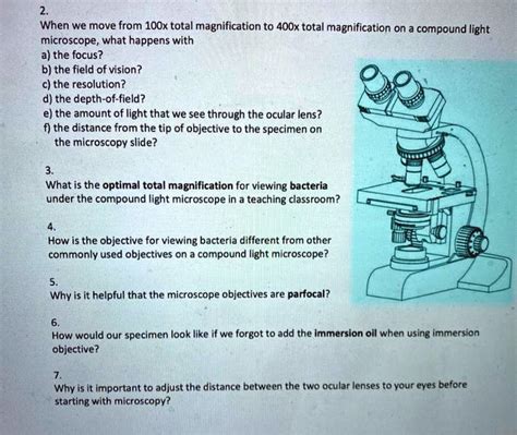 Solved When We Move From Oox Total Magnification To Oox Total