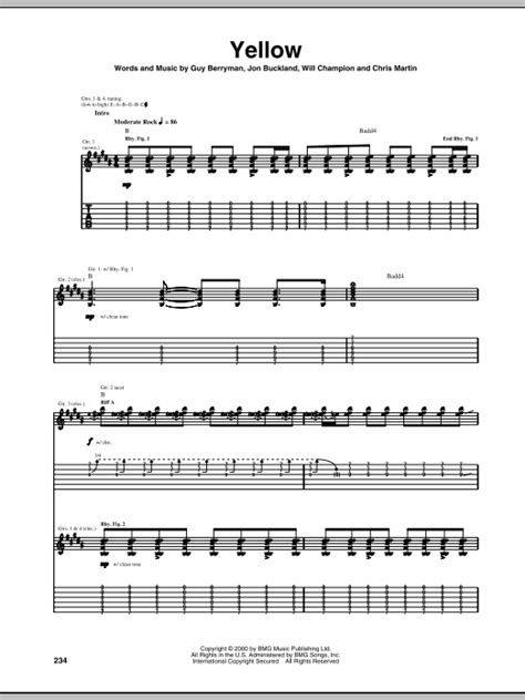 Yellow Guitar Tab By Coldplay Guitar Tab 68800