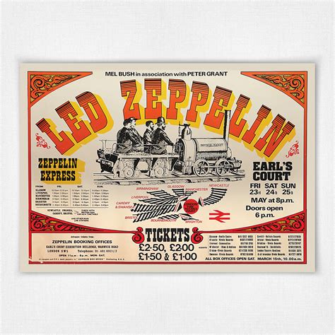 Led Zep Earl S Court Poster Led Zeppelin Wall Art Sizes