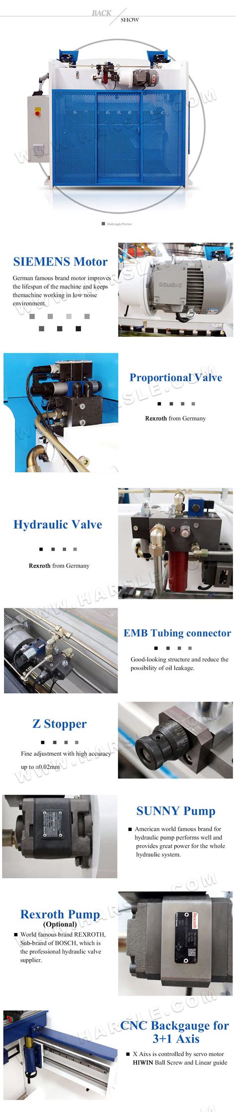 WE67K 160T 3200 CNC Máquina de flexión hidráulica con DA 58T HARSLE