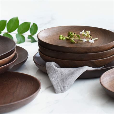 High Quality Plates Black Walnut Wooden Tableware Beech Wood Plate