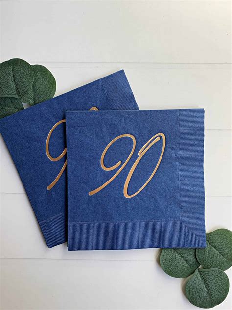 90th Birthday Luncheon Napkins - Navy & Gold | EnFete