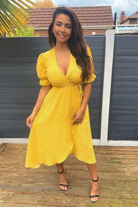 Yellow Polka Dot Wrap Midi Dress Ax Paris Us