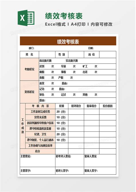 简洁绩效考核表excel模板下载绩效考核表图客巴巴