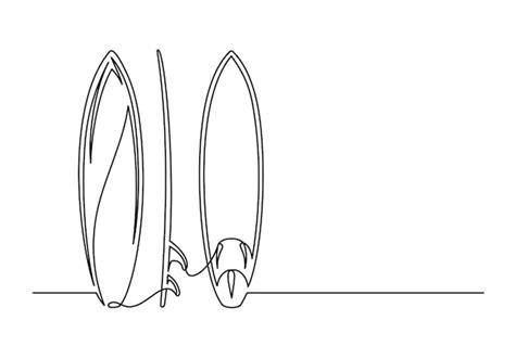 Dessin Continu D Une Ligne D Un Ensemble De Planches De Surf Vecteur