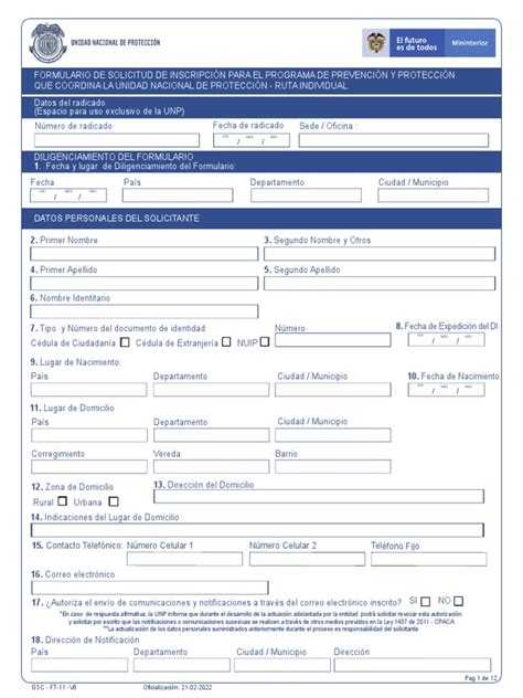 Fecha Y Lugar De Diligenciamiento Del Formulario Datos Personales Del