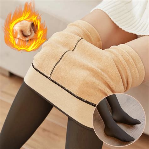 Frauen Thermo Leggings Winter Warm Sexy Elastische Durchscheinende