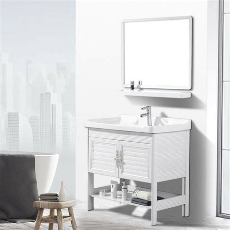 Modern Freestanding Sink Included Sink Vanity in White for Bathroom ...