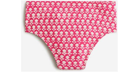 J Crew High Rise Full Coverage Bikini Bottom In Ratti Pink Blooms