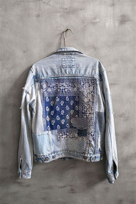 Indigo Boro Denim Jean Jacket With Boro Patch Quilt Stitching Etsy In