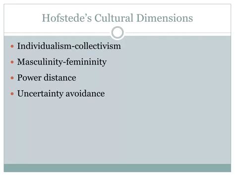 Ppt Hofstedes Cultural Dimensions Powerpoint Presentation Free