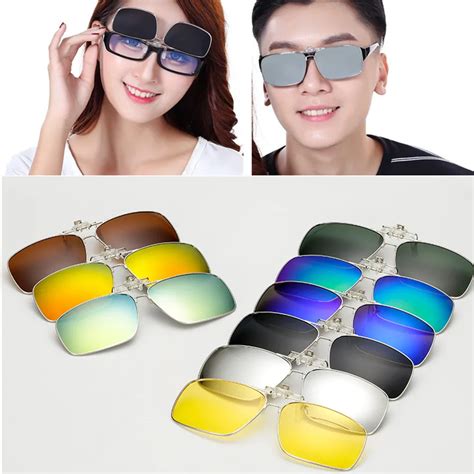 Men Women Myopia Clip On Sunglasses With Frame Flip Up Polarized Night