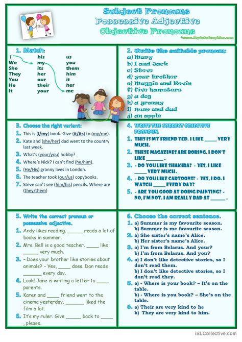 Pronouns General Grammar Practice English Esl Worksheets Pdf Doc