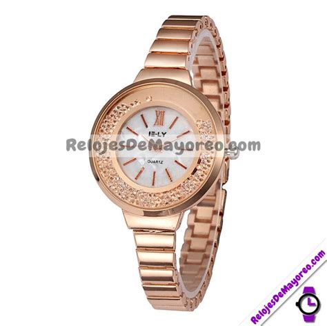 Reloj Rosado Extensible Metal Caratula Diamantes Sueltos E Ly R