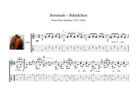 Serenade St Ndchen Schubert Classical Guitar Solo Arr Pianosheetnow