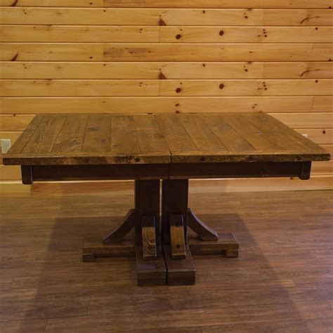 Indian Creek Twin Pedestal Amish Dining Table Rustic Cabinfield