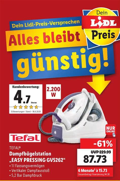 Tefal Dampfbügelstation easy Pressing V5262 Angebot bei Lidl