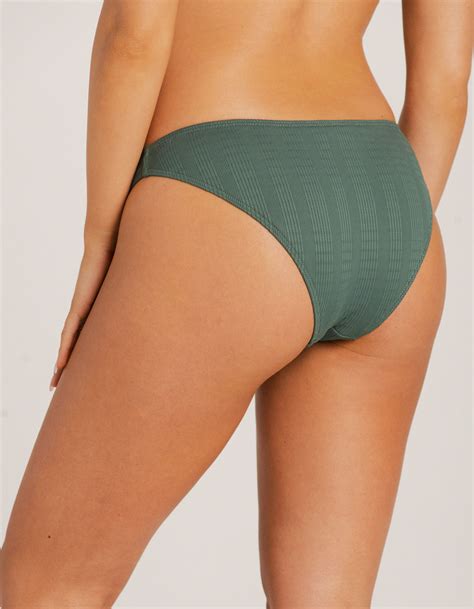 DAMSEL Texture Cheeky Bikini Bottom DK GREEN Tillys